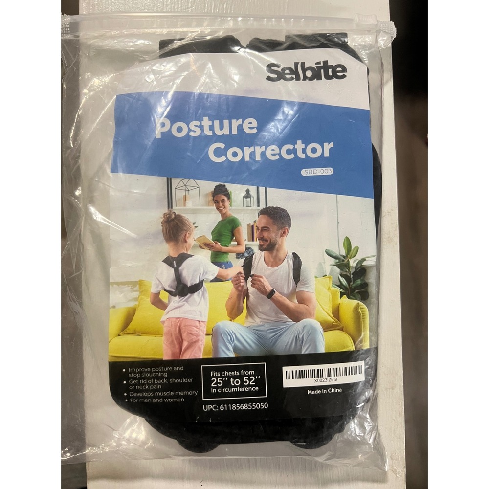 Selbite‎ Posture Corrector SBD-003 Adjustable Back Support Brace Black Universal